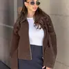 Chaqueta Vintage de Ante Marrón Melard para Mujer 2026 Otoño Para Ir al Trabajo Chaqueta Holgada de Solapa con Sentido del Diseño Ropa de Mujer