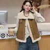 Chaleco de ante sintético con pelo de imitación estilo coreano y cuello de solapa, diseñado para mujer, perfecto para otoño e invierno, que ofrece calidez y un look moderno y casual como prenda exterior