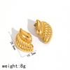 Aretes Europeos y Americanos de Viento Frío de Acero Inoxidable de Onda Espiral Gota de Agua Martillados Aretes de Acero de Titanio Moda Ins Aretes de Oro de 18k