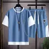 Conjunto deportivo de dos piezas para hombre para baloncesto juvenil de verano, estilo coreano, holgado y versátil, de manga corta, camiseta casual ligera