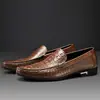 Zapatos de Cuero para Hombre de Piel de Vaca, Zapatos para Hombre con Patrón de Cocodrilo, Zapatos Casuales de Negocios de Cuero Genuino Estilo Británico, Zapatos de Conducir Slip-On de Moda, Mocasines
