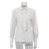 Moda Femenina Europea y Americana Camisa de Corbata Rayada Simple Versátil 2026 Nueva Cardigan de Manga Larga con Cuello Revuelto Camisa de Oficina