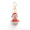 Serie Navideña Nueva Transfronteriza Llavero de Muñeco de Nieve Navideño Lindo Incrustado de Diamantes Llavero para Bolso de Mujer Pequeño Regalo
