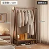 Arara de Roupas de Chão Quarto Vertical Doméstico Pendurar Roupas Bambu Haste de Armazenamento Rack de Armazenamento Camada Dupla Organizando Quarto Cabideiro