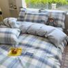 Set de Cuatro Piezas Estilo Cuadros Muji Algodón Puro Transpirable Agradable al Tacto Ropa de Cama Set de Cuatro Piezas para Estudiantes Categoría A Grado Materno e Infantil
