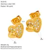 Pendientes de Acero Inoxidable con Forma de Corazón Europeos y Americanos Transfronterizos Flor Incrustada con Circonita Pendientes Geométricos de Acero de Titanio de Alta Gama para Mujer