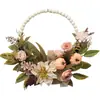 Decoração de Abóbora Floral Estilo Pastoral Fazenda Transfronteiriça Guirlanda de Abóbora com Contas de Madeira Guirlanda Artificial de Outono Pendurada na Porta