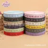Impresión de Logotipo en Cinta Personalizada con Letras Inglesas, Impresión a Color, Cinta de Estilo Étnico, Empaque para Caja de Regalo, Cinta Personalizable