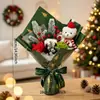 Ramo de Flores Artificiales Navideño Transfronterizo, Ramo de Flores de Hilo Puro Hecho a Mano, Ramo Terminado para Decoración del Hogar Navideño