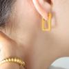 Pendientes Dongdaemun de estilo coreano, elegantes, geométricos, rectangulares, de acero de titanio, chapados en oro, versátiles, personalizados, sencillos