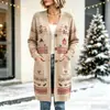 Nuevo cárdigan largo de punto con botones para Navidad, suéter abrigo de moda estampado para otoño e invierno, personalizado, casual para mujer