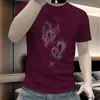 Camiseta de Manga Corta de Lujo de Marca Europea de Moda para Hombre con Estampado de Motocicleta, Top de Media Manga para Hombres Jóvenes