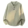 Camiseta básica de manga larga deportiva para exteriores con textura para hombre, colección otoño/invierno 2026, sudadera simple de cuello henley de corte limpio