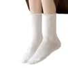 Meias Brancas para Mulheres, Primavera e Verão, Algodão Puro, Meias de Cano Médio, Meias Slouch Respiráveis de Malha, Estilo Ballet, Meias Longas Tendência