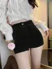 Shorts de Veludo Cotelê Feminino 2026 Outono Inverno Novo Cintura Alta Emagrecedor Perna Reta Ajuste Justo Moda Estilo Coreano Shorts Curtos para Baixinhas