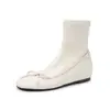 Botines delgados con lazo y aumento de altura interior invisible con falda, otoño/invierno 2026, botines elásticos de tacón medio y punta redonda para mujer, talla 42