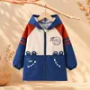 Macacão Infantil Outono e Inverno Roupa Exterior Jaqueta de Algodão Impermeável Resistente à Sujeira Protetor de Roupa Crianças Médias e Grandes Manga Longa Zíper Uso Regular