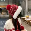 Gorro de Felpa con Protección para los Oídos para Mujer, Grueso y Forrado de Polar Cálido para Otoño e Invierno, Gorro de Tejido Versátil con Pompón a Prueba de Frío