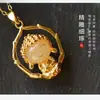 Colar auspicioso de prata pura com jade Hetian, prata 925 incrustada com jade, joia de prata, Luz de Buda brilha, Buda fofo, pingente antigo