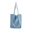 Bolso tote azul de doble cara, suave y casual, simple y versátil para el uso diario, gran capacidad, adecuado para la escuela y el trabajo, bolso de hombro