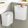 Bote de Basura de Cocina para Montar en la Pared Doméstico con Tapa Inodoro Baño Sala de Estar Cesto de Papel Cubo Colgante de Almacenamiento de Desechos de Cocina Doméstico