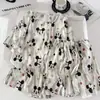 Comercio Exterior Venta al por Mayor Pijamas para Mujer Verano Algodón Nube Popular Cuello Redondo Versión Coreana Dibujos Animados Dulce y Linda Niña Ropa de Casa Moderna