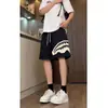Shorts Esportivos para Homens e Mulheres, Verão Fino Estilo Coreano Calças de Comprimento Médio, Pretas Soltas Retas Casuais de Perna Larga Cinco Pontos