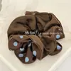 Scrunchie de Cetim Estilo Coreano com Color-Blocking, Lado Abdominal com Bolinhas Duplas, Design Elegante que Marca a Cintura, Prendedor de Rabo de Cavalo de Alta Qualidade