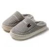 Nuevas Pantuflas de Algodón de Otoño e Invierno Espesadas para Pareja Hogar Interior Antideslizantes Cálidas para Hombre y Mujer Suela Suave Simples de Felpa de Algodón