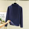 Camiseta de cuello alto de terciopelo estilo coreano de otoño e invierno para mujer, forro polar grueso, estilo occidental, combina con todo, camisa de manga larga de talla grande