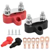 Kit Combinado de Conectores de Pino Duplo M6M8 Vermelho e Preto para Peças Automotivas com Arruelas de Latão e Terminal de Cobre