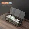 Caixa de armazenamento para conjunto de chá, à prova de poeira com tampa, para guardar xícaras de chá, tigelas de chá e bules; empilhável para armazenamento eficiente
