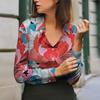 Comércio exterior transfronteiriço 2024 Cardigan feminino europeu e americano com estampa de flores 3D Camisa de manga comprida Top feminino de alta qualidade para todos os gostos