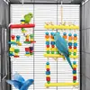 Brinquedo de papagaio: Blocos de construção estilo cascata, gaiola decorativa de corda com bola de videira, brinquedo de escalar e roer para papagaios grandes, médios e pequenos