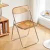Silla transparente de moda para fotografía, silla plegable, silla simple con respaldo acrílico, silla de comedor, engrosada