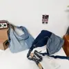 Bolsa Transversal Jeans Color Block Ins para Mulheres, Bolsa de Ombro Estilo Preguiçoso de Grande Capacidade, Mochila Versátil Estilo Artístico para Estudantes