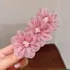Nuevo Accesorio para el Cabello con Flor de Seda en la Parte Superior, Pasador Estilo Coreano para la Parte Trasera de la Cabeza, Accesorio para el Cabello con Pinza de Resorte, Pasador de Presión para el Cabello para Mujeres, Versión Coreana