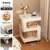 Mesita de Noche Pequeña Simple Moderna Hogar Dormitorio Estante de Almacenamiento de Mesita de Noche con Lámpara Hierro Creativo Mesa Lateral Extraíble