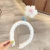 Zhao Rusi - Diadema de felpa con flores pequeñas para mujer, estilo similar al lavado facial, con dibujos animados, para celebrantes de Internet
