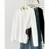Camiseta de Manga Longa com Patchwork de Renda e Ajuste na Cintura, Design Novo de Primavera para Mulheres Plus Size, Meninas Cheinhas, Camada Base 9560