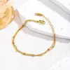 Pulsera Pequeña Cuadrada de Doble Capa para Mujer, Estilo Nuevo, Acero de Titanio Chapado en Oro de 18 Quilates, Simple y Versátil, Joyería de Moda de Lujo Ligero