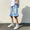 Fabricante Direto Shorts Florais Tie-Dye de Seda Gelada Masculino Verão Soltos Casuais de Férias Calças de Cinco Pontos Marca Tendência Calças de Secagem Rápida