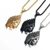 Estilo étnico indio acero de titanio colgante para hombre retro moderno punk hip hop retrato collar joyería venta directa