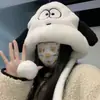 Perro de Dibujos Animados Invierno Peludo Otoño e Invierno Ciclismo Cálido Grueso Lindo Protección para Orejas Sombrero Versátil Pañuelo para la Cabeza Sombrero para Mujer