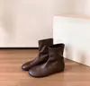 Botas de caña alta versátiles minimalistas estilo uva estilo coreano punta redonda elásticas adelgazantes botas cortas botas de tacón oculto mujer