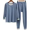 Traje de Ropa Interior Térmica de Doble Color de Terciopelo con Cuello Redondo en V para Hombre y Mujer Otoño/Invierno Ropa y Pantalones de Otoño Alta Elasticidad Calor Rápido