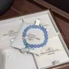Pulsera de Ágata Calcedonia Natural color Aguamarina con Cierre de Paz para Mujer, Simple Estilo Nuevo Chino Bolsa de la Suerte Regalo, Directo de Fábrica