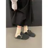 Zapatos peludos de suela gruesa, zapatos de algodón cálidos de felpa, slip-ons de punta cerrada para usar al aire libre, zapatos de invierno para mujer estilo Birkenstock de suela plana