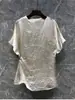 Camiseta Solta Feminina em Acetato Cetim com Design Estilo Francês, Novo Modelo Verão 2026, Top Curto Slim Único de Luxo Leve