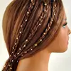 Moda Europea y Americana Accesorios Sencillos para el Cabello Cadena de Pelo Dorada con Forma de Corazón y Borla de Pedrería Cinta para el Cabello Accesorios de Novia